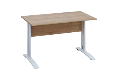 EPK 27 - 12 stůl kancelářský, kovová podnož bílá, deska 25 mm, široký 1200 mm, dub bardolino